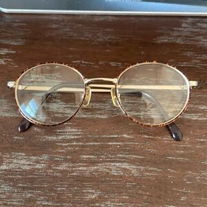 Heartland collection HC362 YG/DA gold metallic and brown fill rim eyeglasses